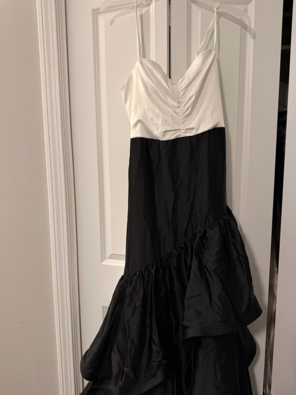 NWT Formal Black and White Satin Skirt - Elegant Two-Tone Evening Skirt